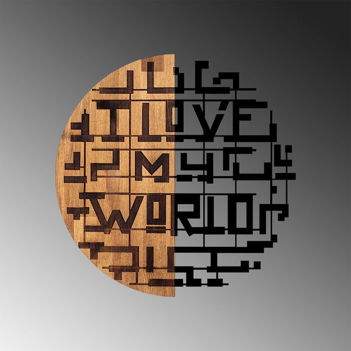 Wallity i Love My World - 330 Escultura de pared Negro y Nogal